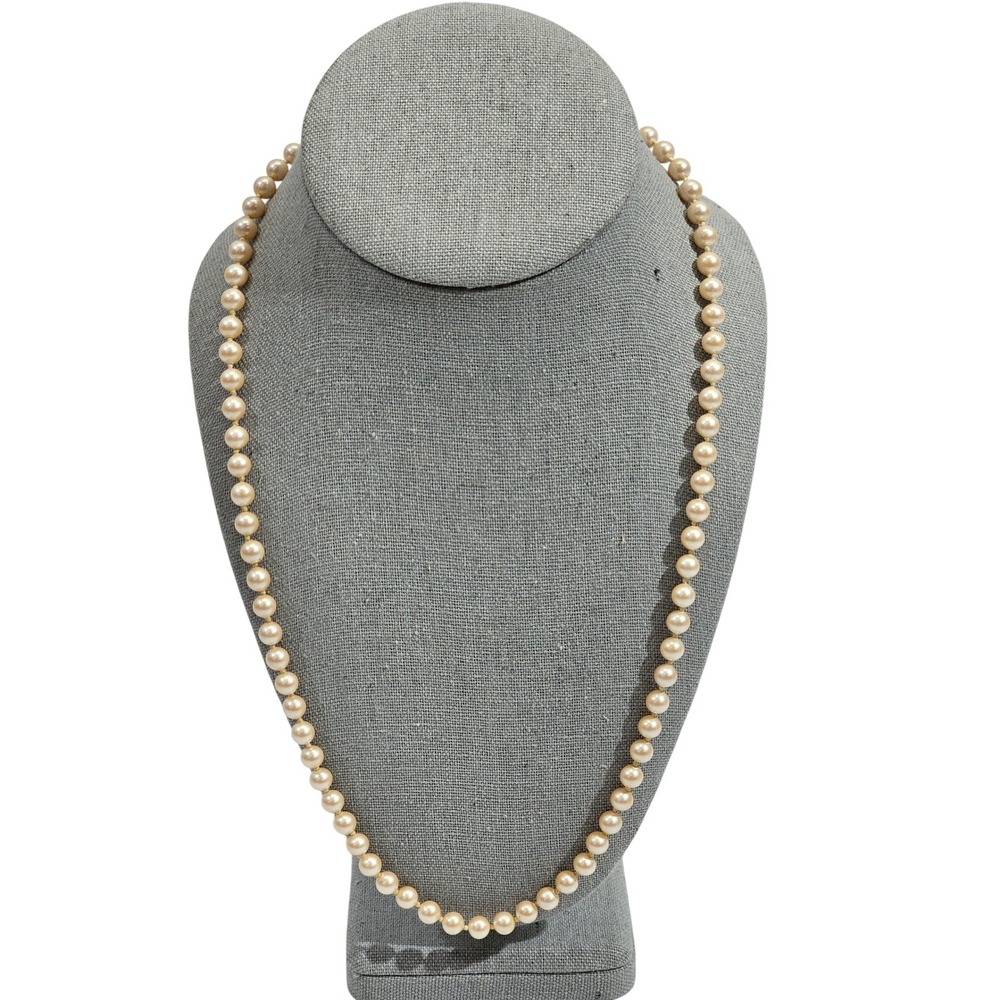 Monet Vintage Faux Pearl Necklace Opera Length Cream Gold Tone Clasp 23" Classic
